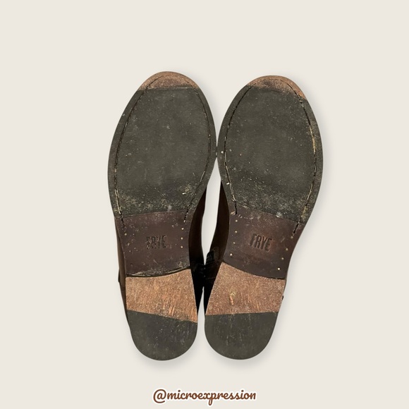 $399 Frye Molly Button Dark Brown Real Leather Knee High Tall Zip Up Riding Boot - Picture 14 of 16